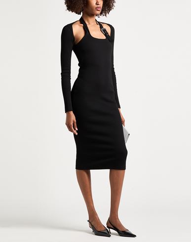 Woman Midi dress Black Size 6 Cotton, Elastane