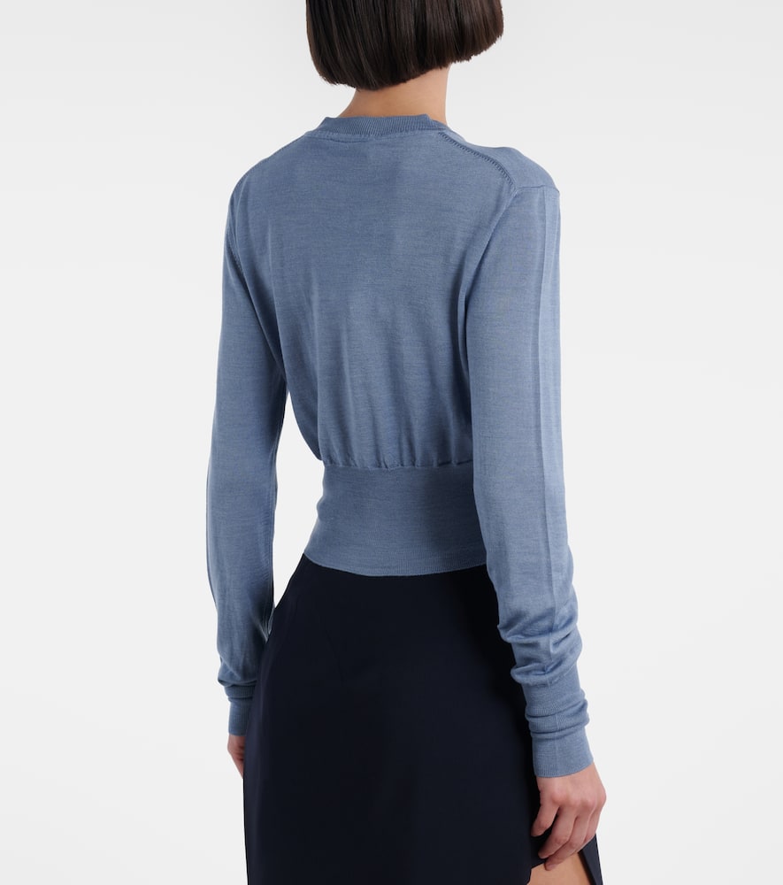 Bea cropped wool and silk cardigan
