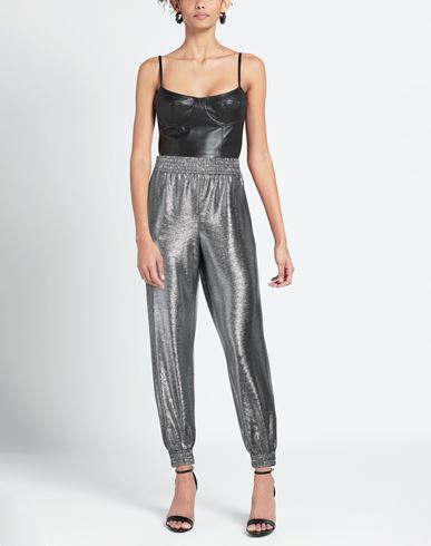 Woman Pants Silver Size 6 Polyester, Elastane