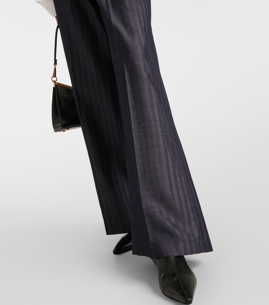 Pleated wool-blend wide-leg pants
