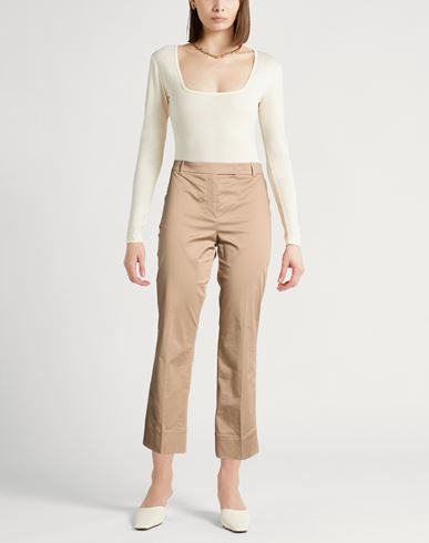 Woman Pants Sand Size 10 Cotton, Elastane
