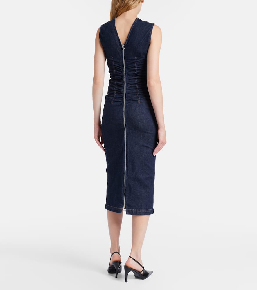 Voto cotton-blend denim midi dress