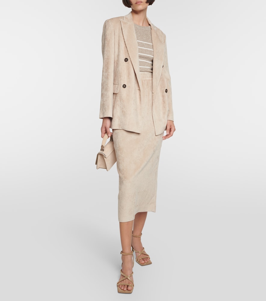 Corduroy pencil midi skirt