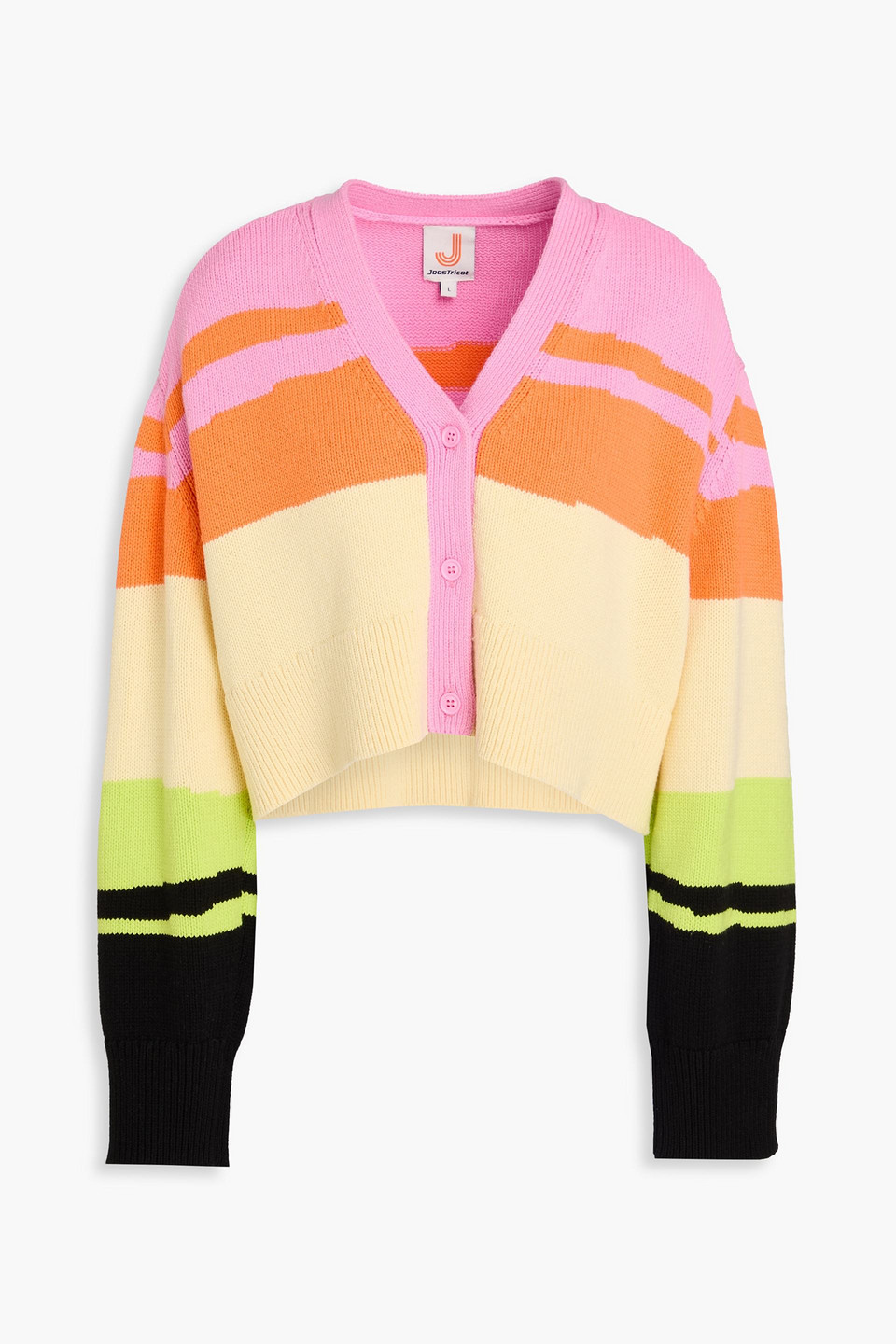 Cropped striped cotton-blend cardigan - Multicolor - M
