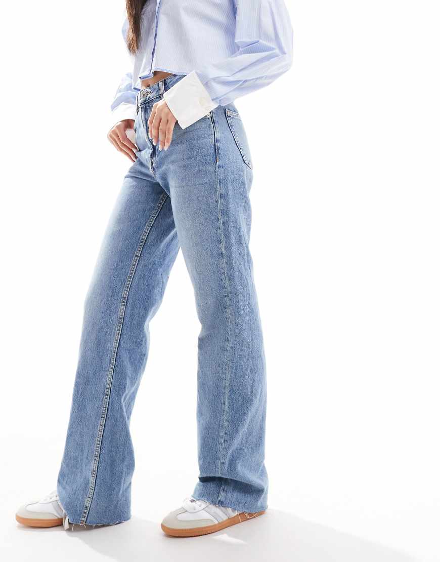 Danila raw hem straight leg jeans in light blue