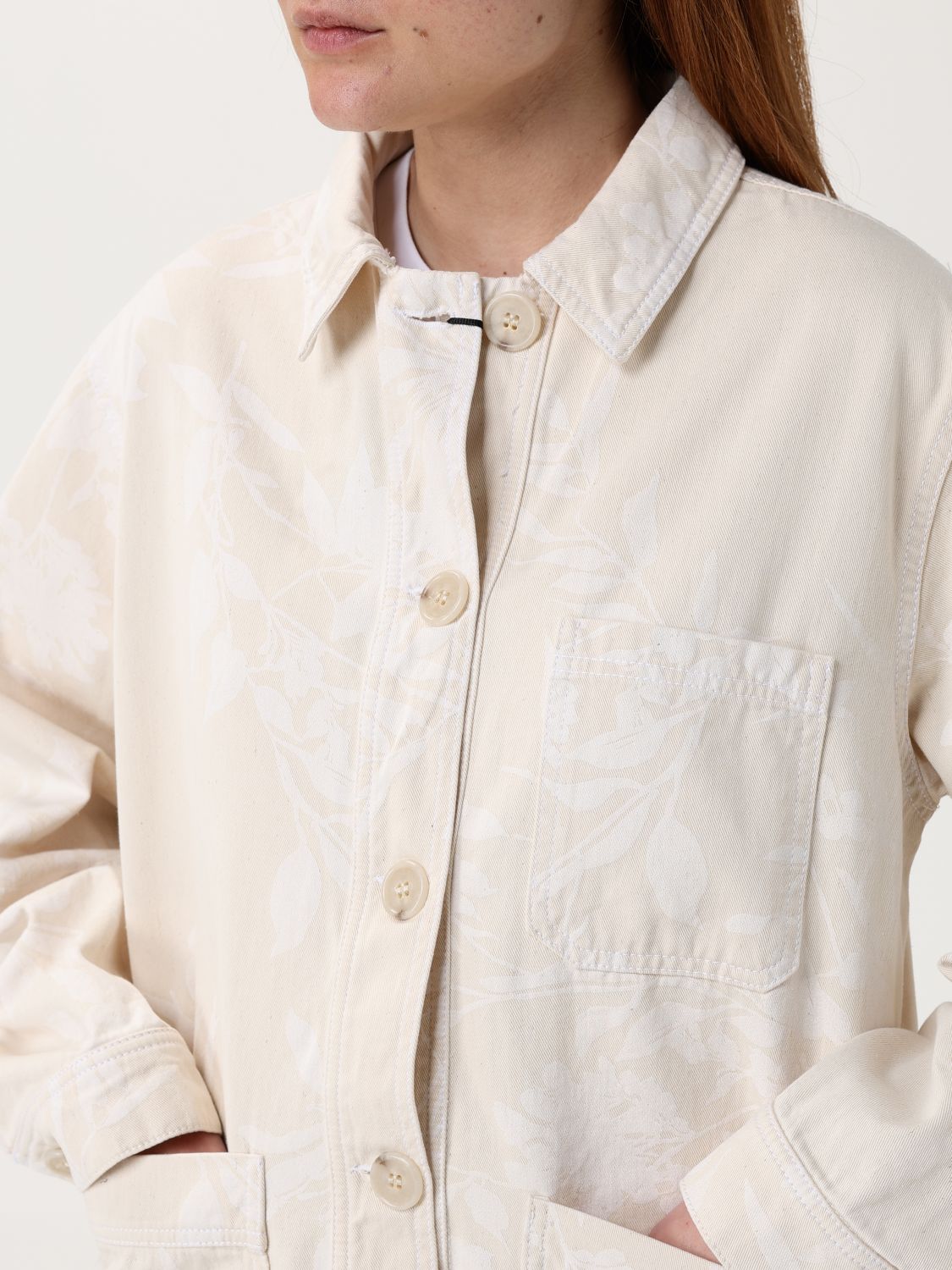 TWINSET floral-jacquard shirt jacket - White