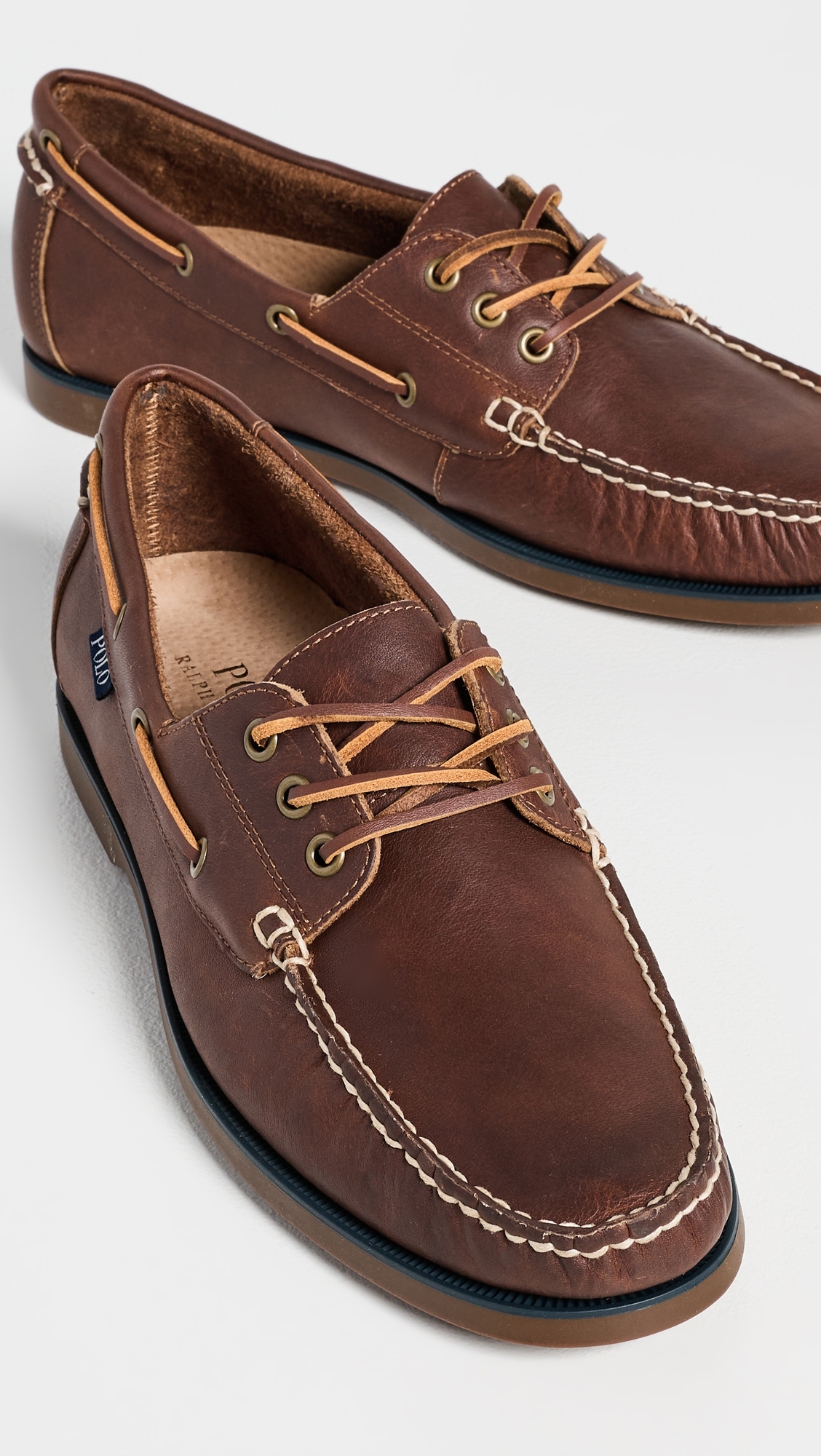 Bienne Tumbled Leather Boat Shoes Tan