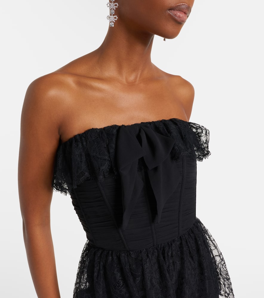 Lace and silk georgette bustier dress