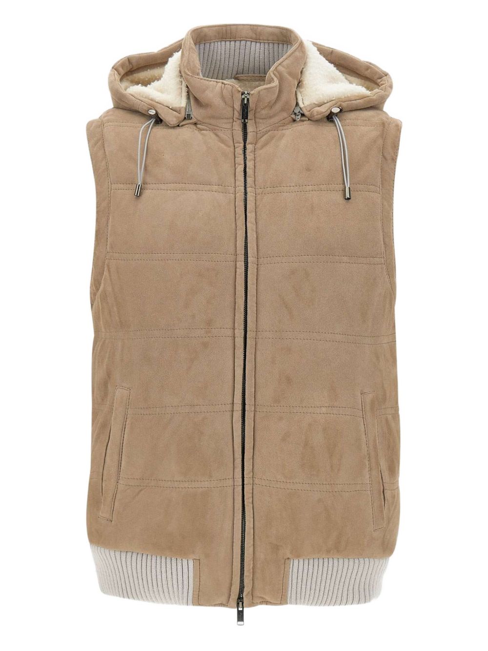 Hooded suede vest - Brown