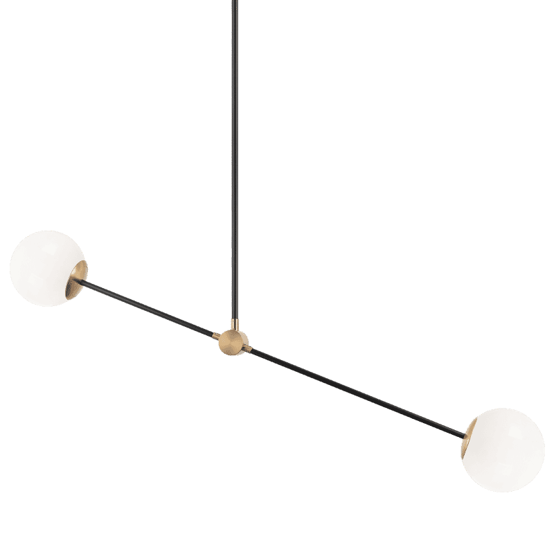 Aged Gold Brass Two Light Pendant from the Cosmic Collection