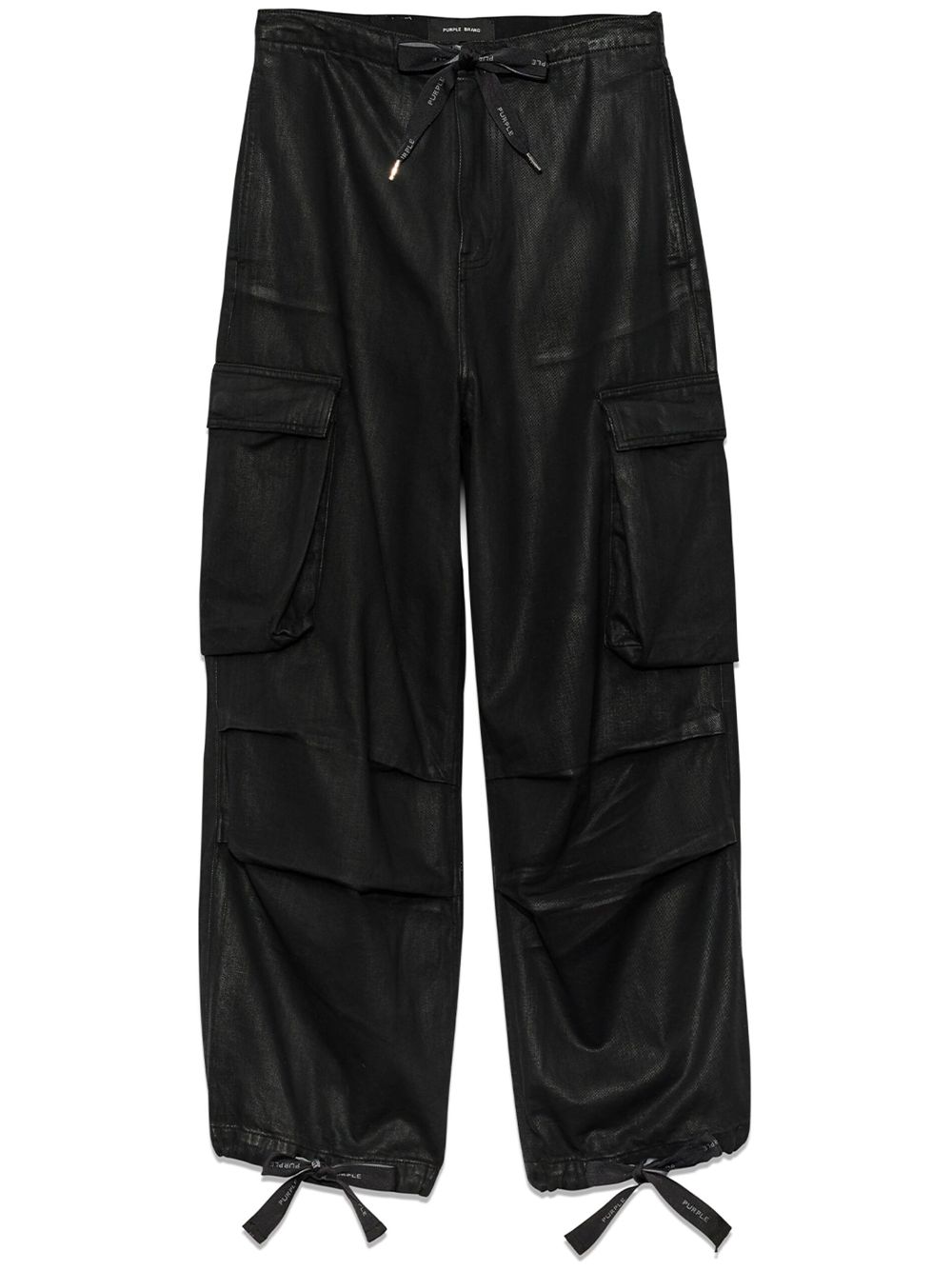 Bow-fastening cargo trousers - Black