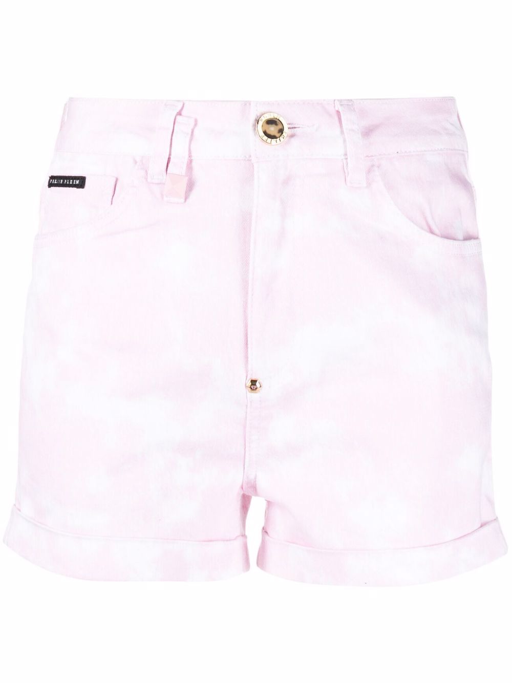 Hexagon denim hot pants - Pink