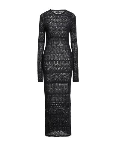 Woman Maxi dress Black Size S Nylon, Alpaca wool, Wool