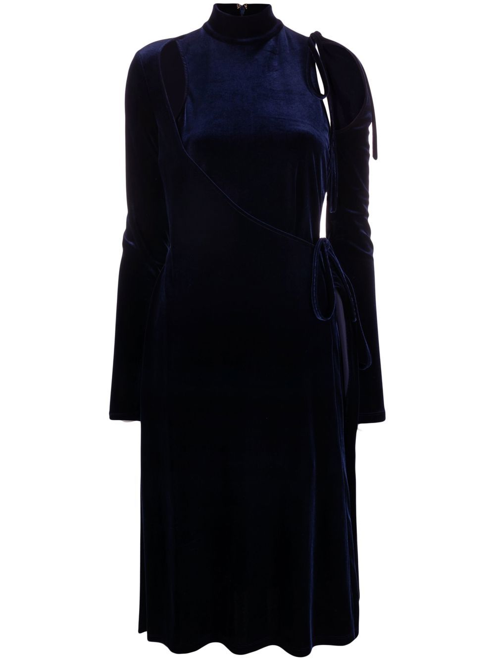 Cut-out velvet wrap dress - Blue