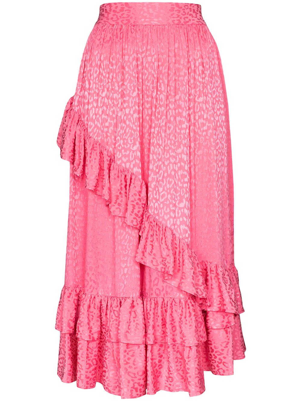 Diagonal ruffle midi skirt - Pink