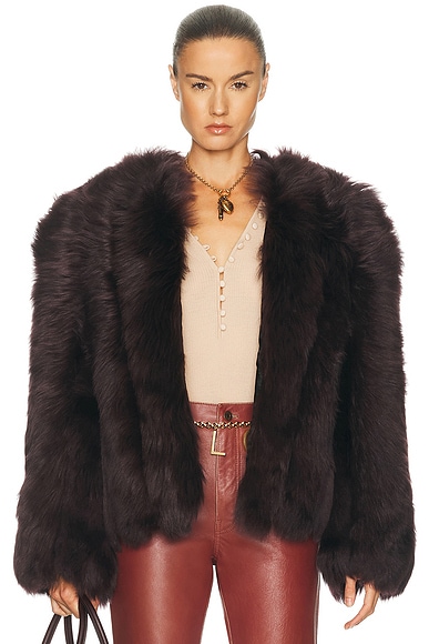 Chloe Silky Iron Lambskin Shearling Jacket in Winter Bloom - Purple. 38 also in