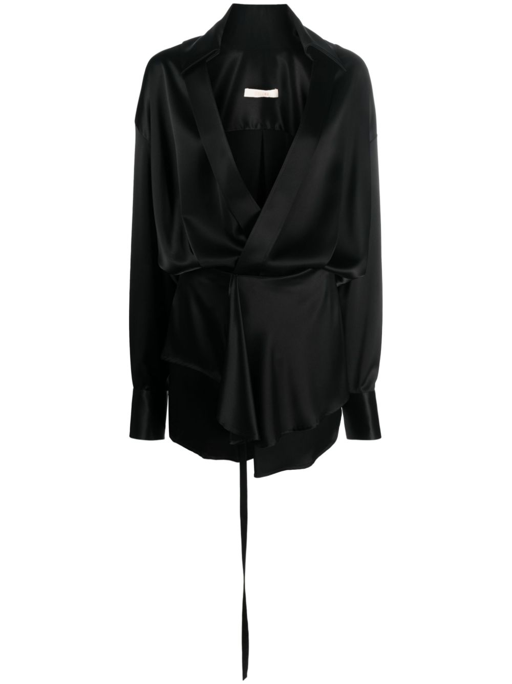 V-neck long-sleeve minidress - Black