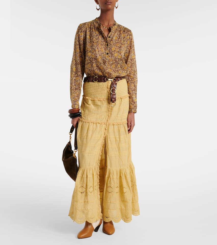 Paoline tiered cotton maxi skirt