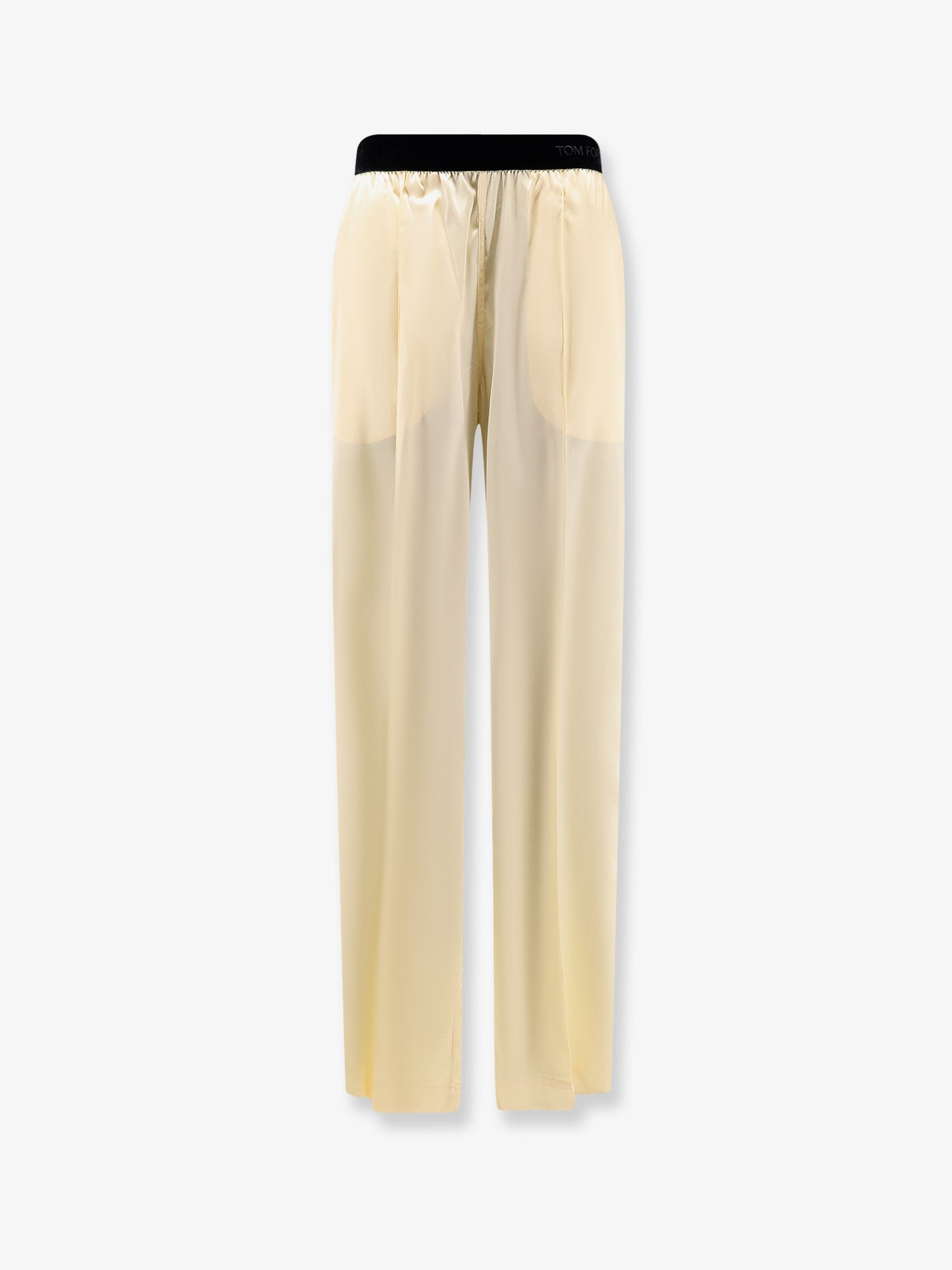 Stretch Satin Trousers — Yellow