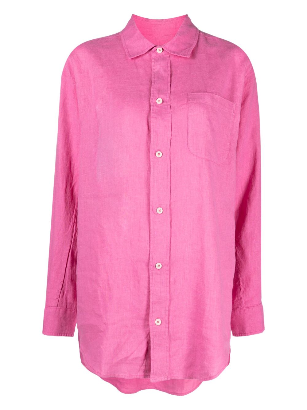 Linen long-sleeve nightshirt - Pink