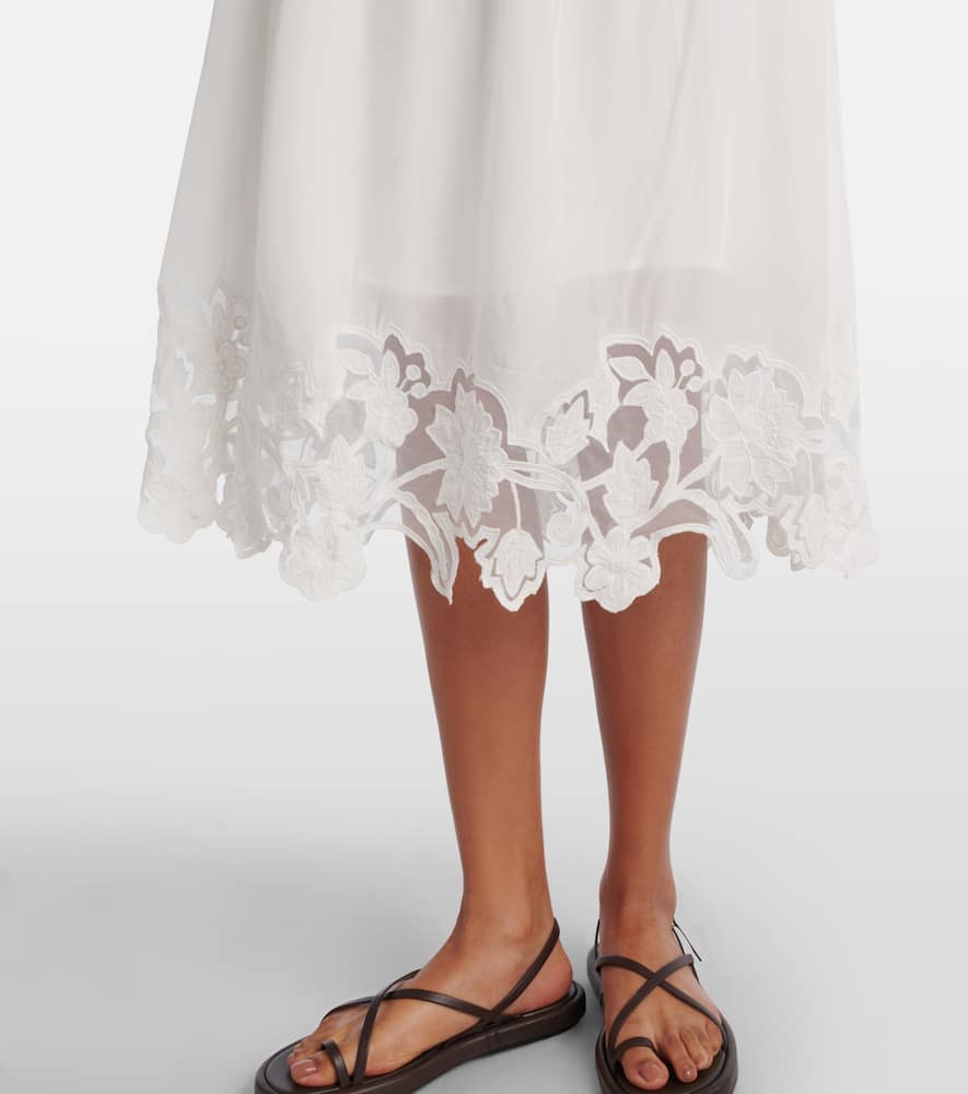 Velvet Bianca lace-trimmed midi dress