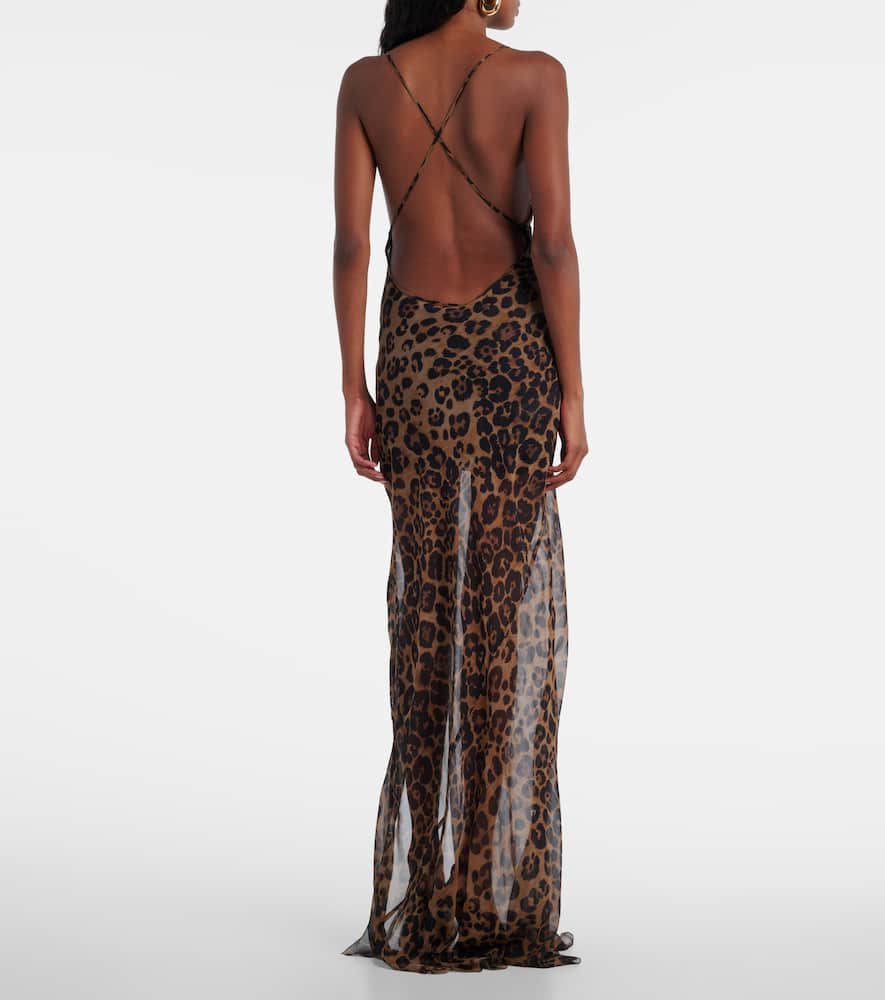 Leopard-print silk maxi dress
