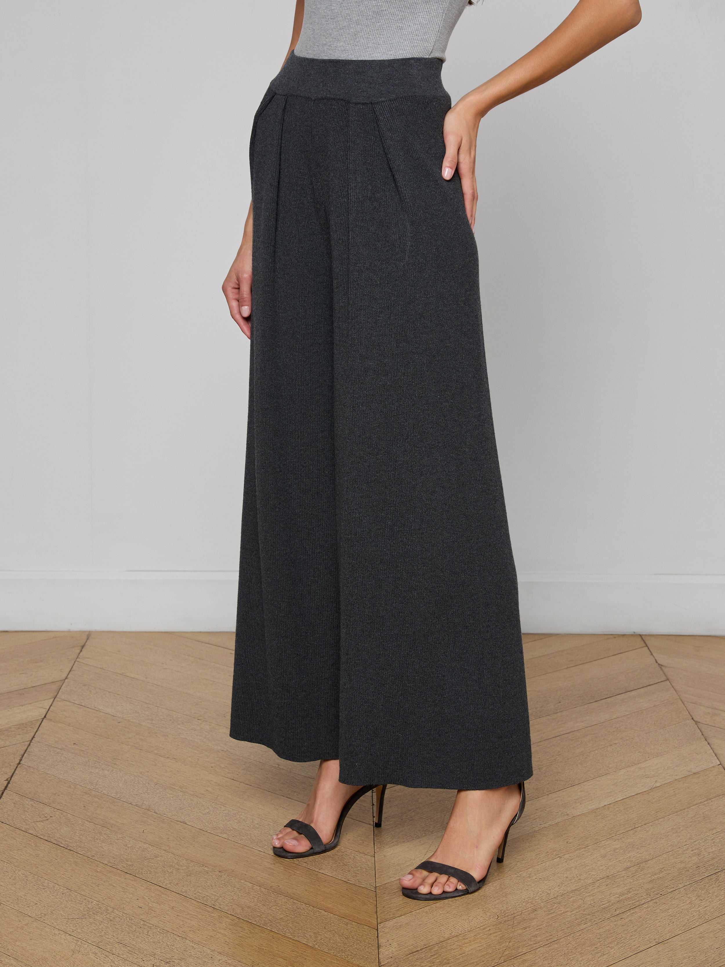 Milly Knit Pants In Charcoal Grey