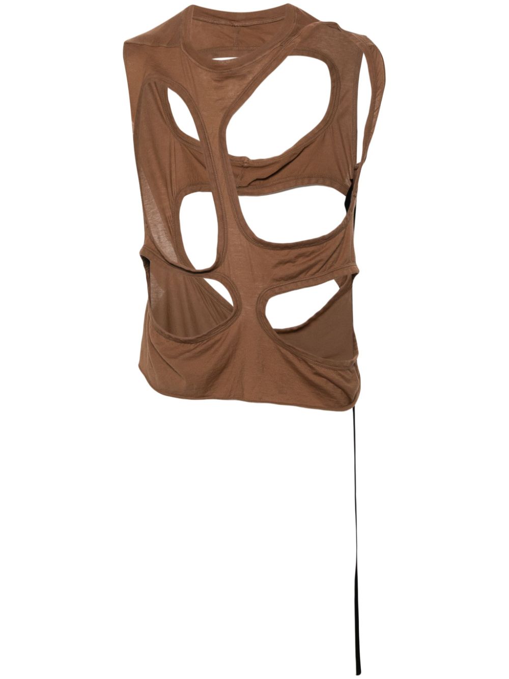 Cut-out organic cotton tank top - Brown