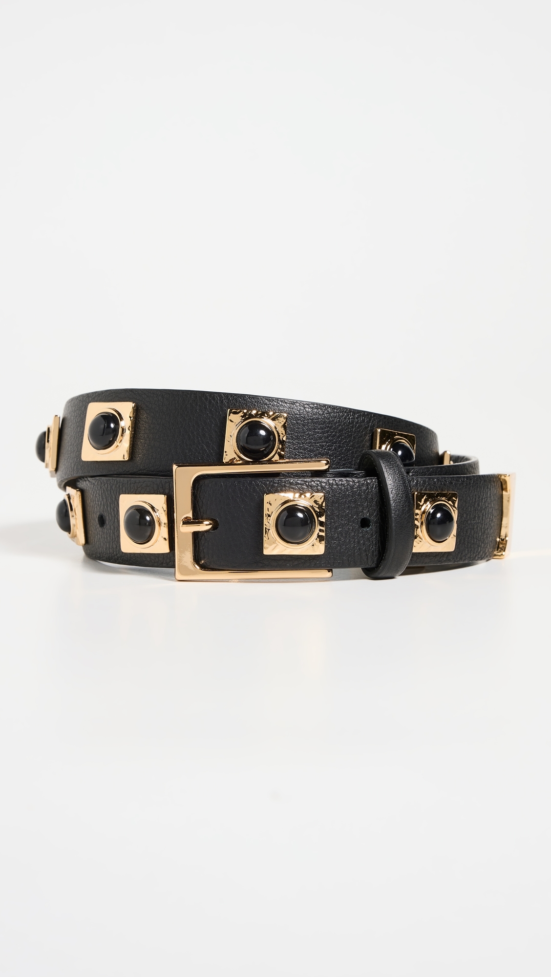 No. 2 Black Studded Belt Black/Gold
