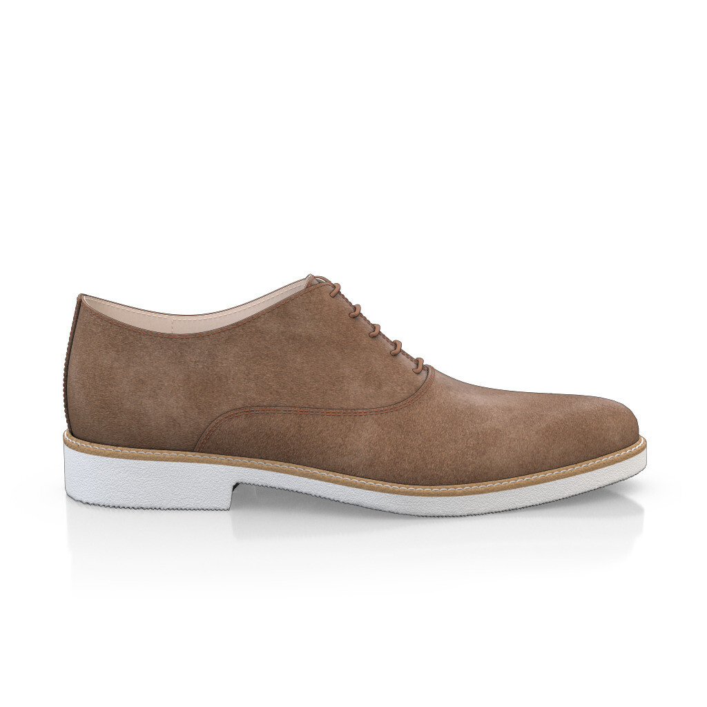 Custom Men's Plain-toe Oxford Dress Shoes Handmade in Italy - Mocha Brown Suede - Laces - GIROTTI