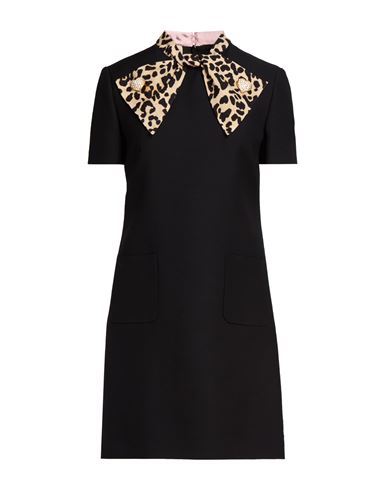 Woman Mini dress Black Size 4 Virgin Wool, Silk