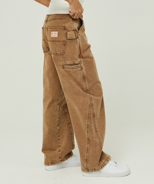 Pavon 7541 Carpenter Vintage Clothing Wide Fit Brown Color Denim Pants