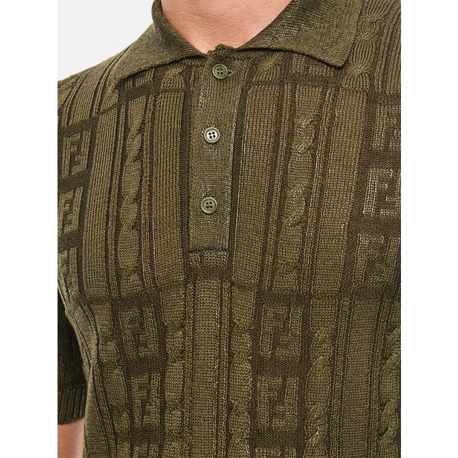 Mens FF Wool Blend Knit Polo Shirt