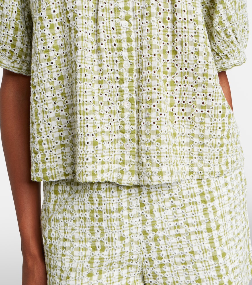 Angie broderie anglaise cotton-blend top