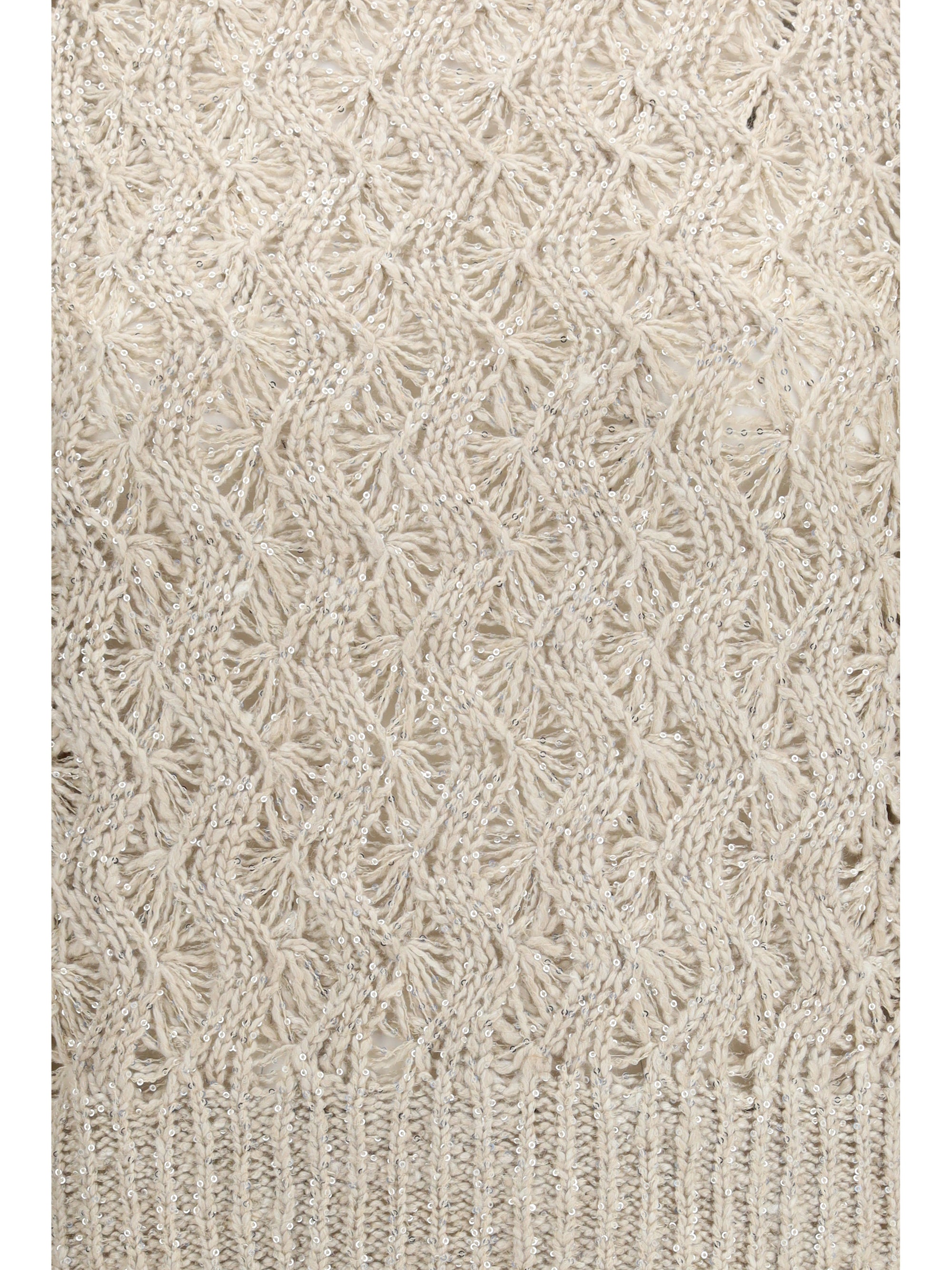 Open-Knit Silk Blend Sweater — Beige