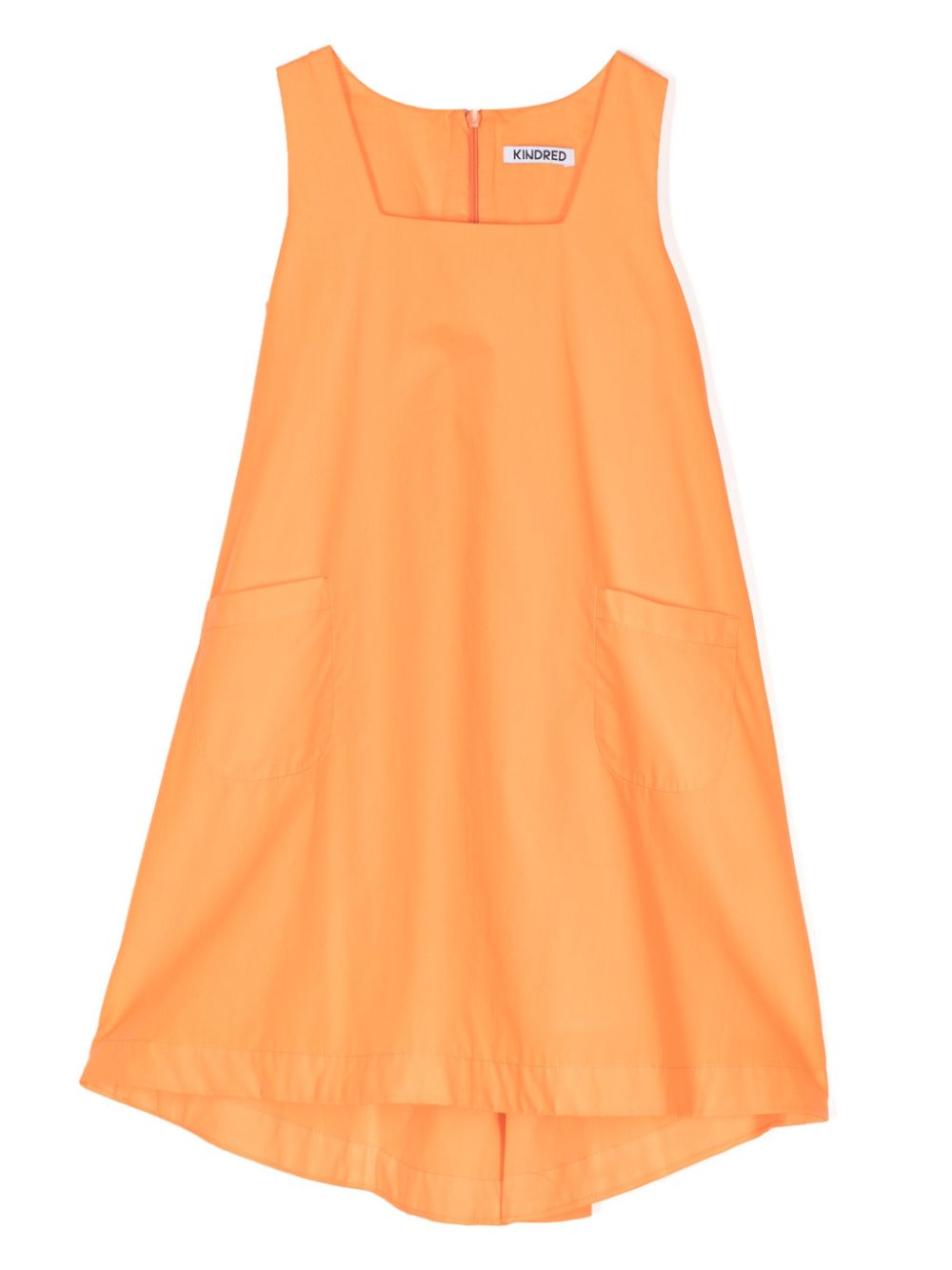 Square-neck organic-cotton dress - Orange