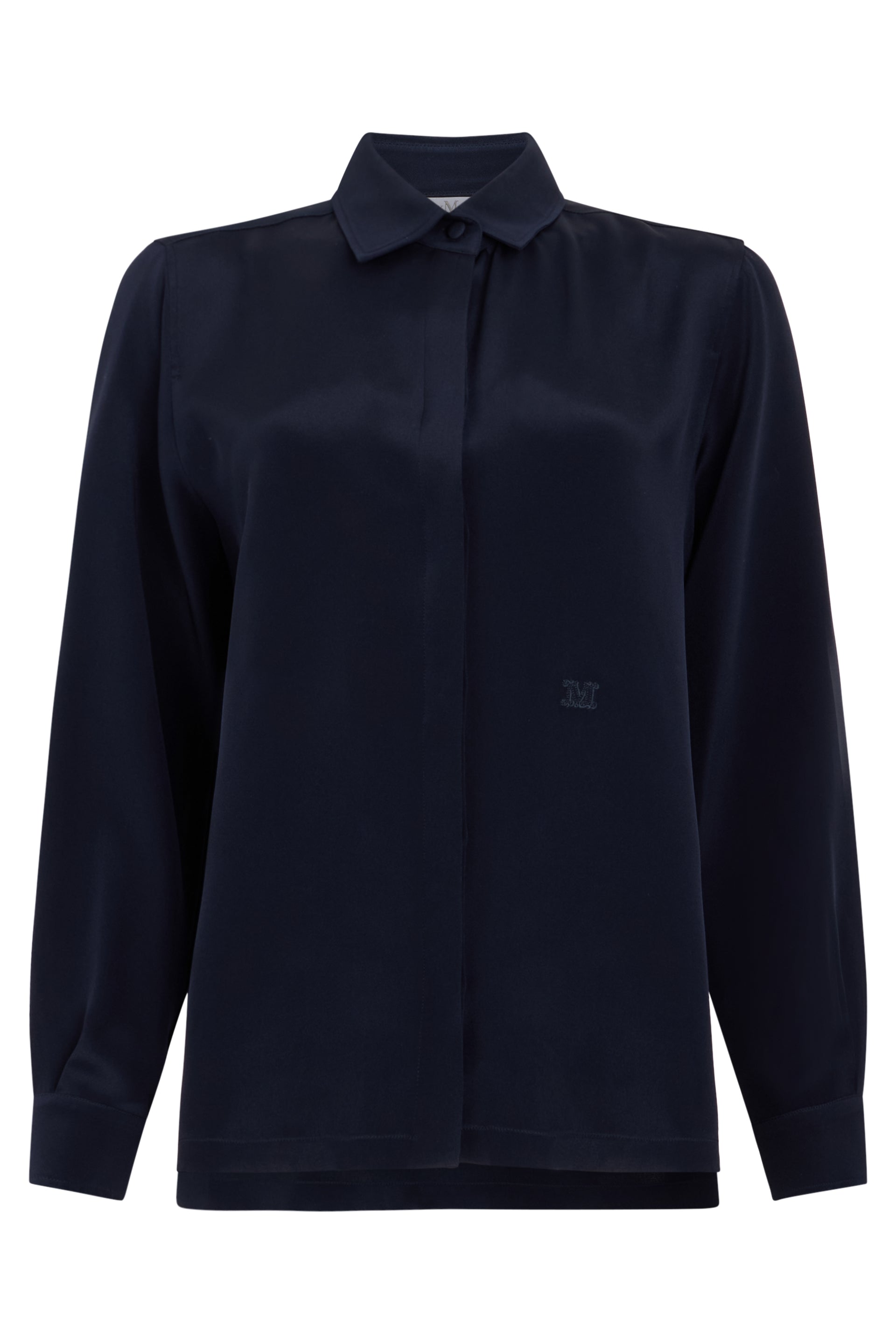 -Style Silk Long-Sleeve Button-Front Shirt