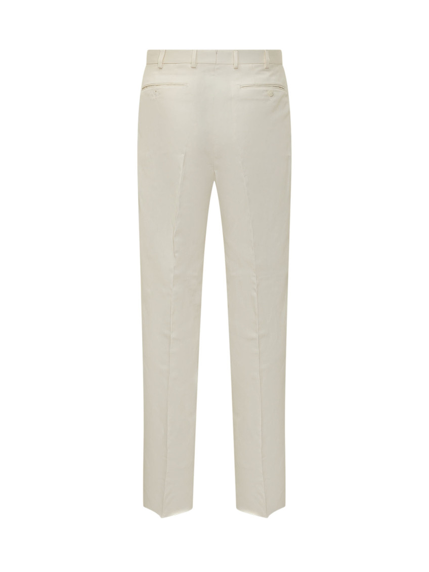 White Straight Flat Front Pants