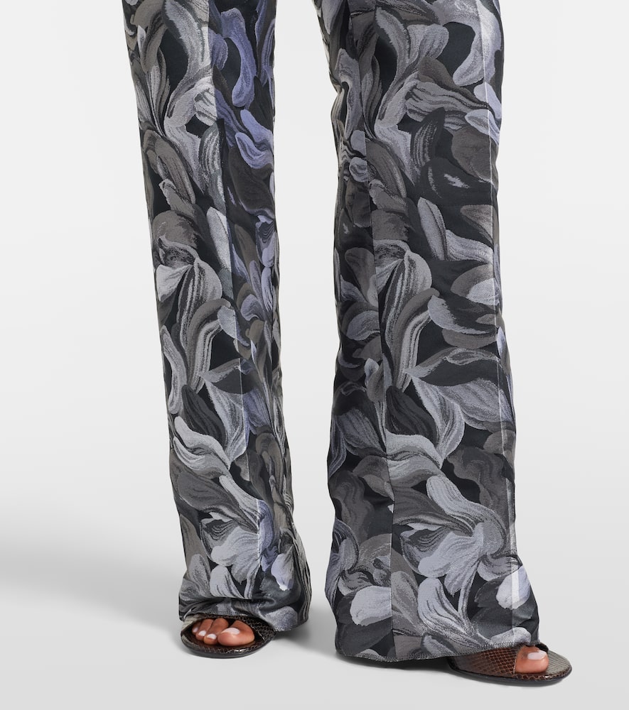 Jacquard high-rise wool straight pants