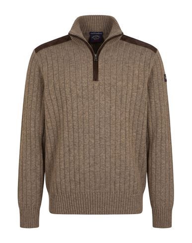 Man Turtleneck Khaki Size L Virgin Wool, Viscose, Cashmere
