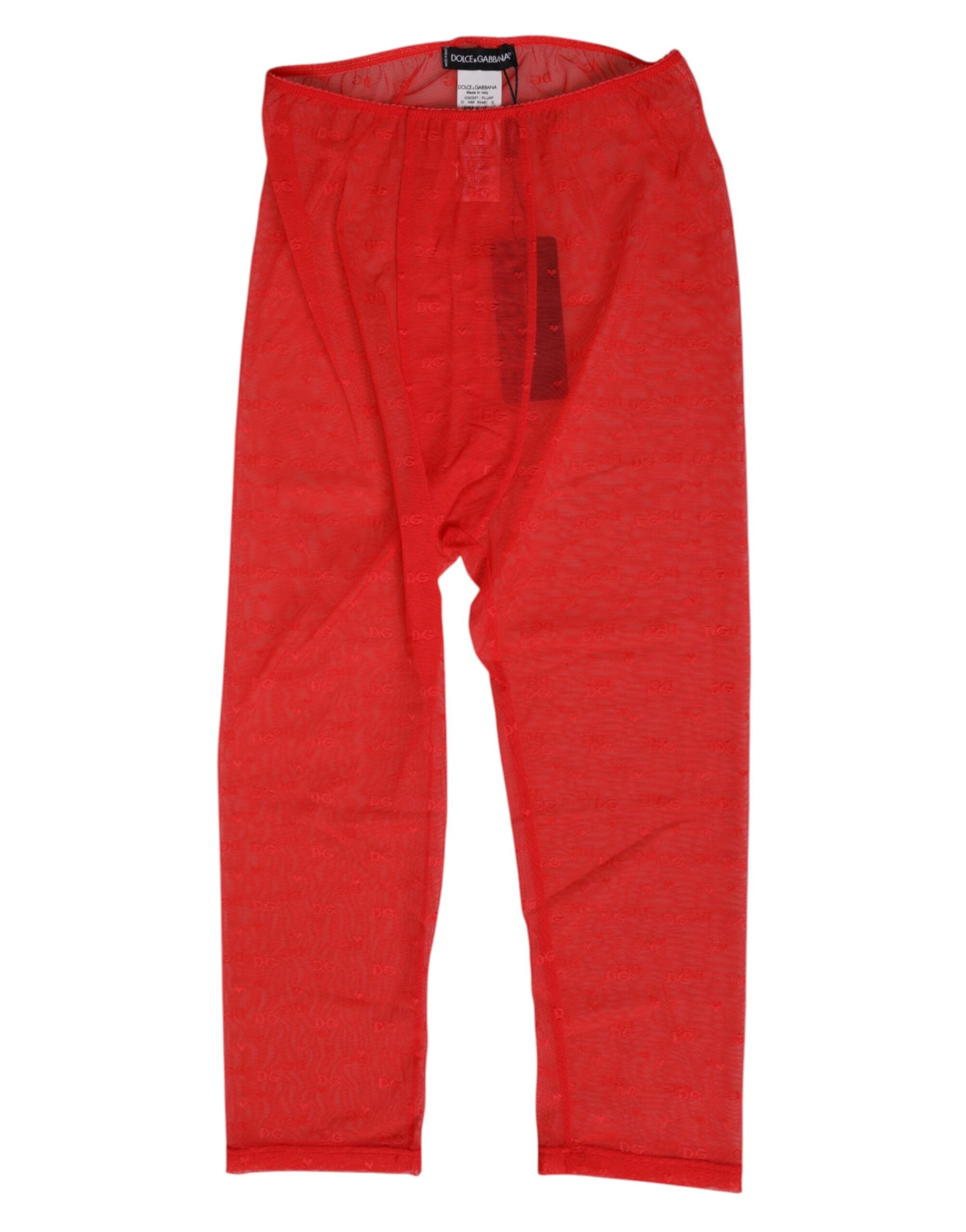 Logo-Lace Leggings — Red