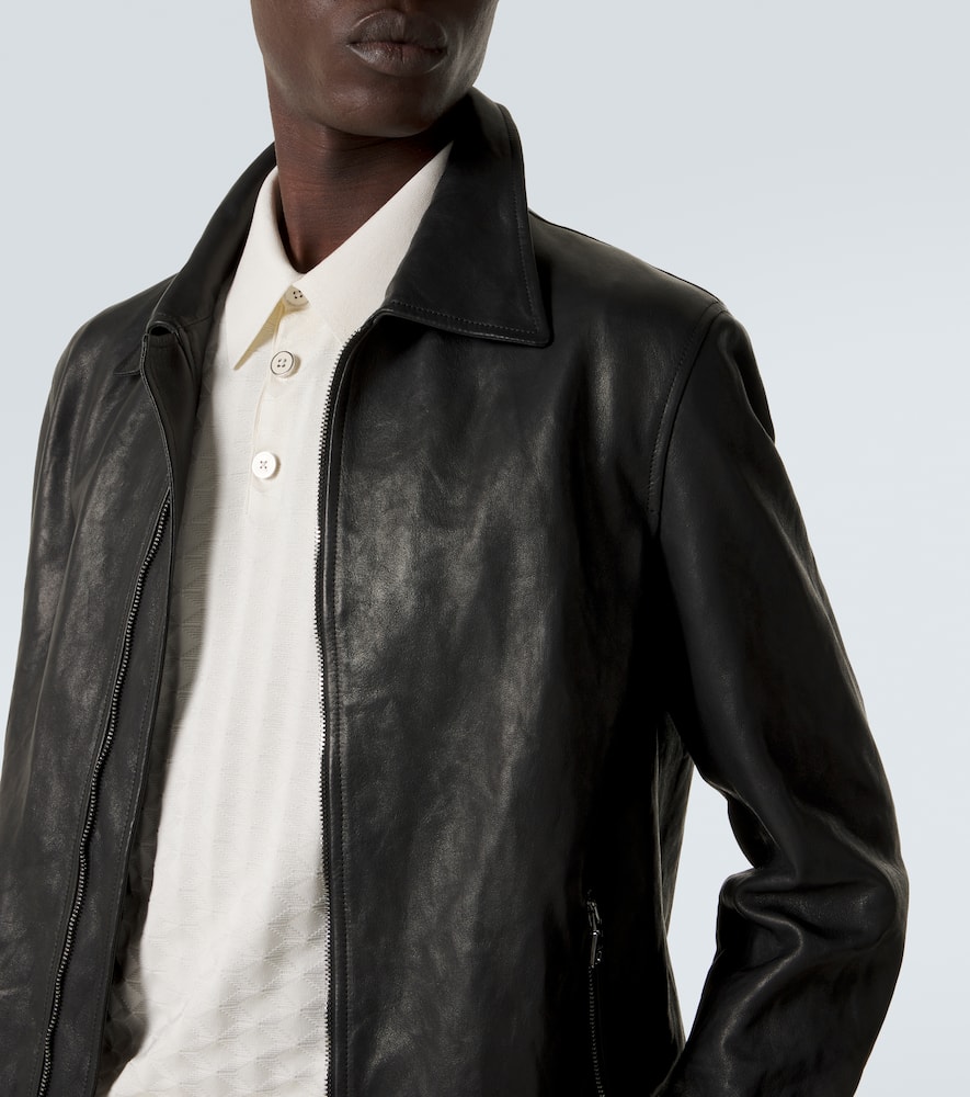 Leather blouson jacket