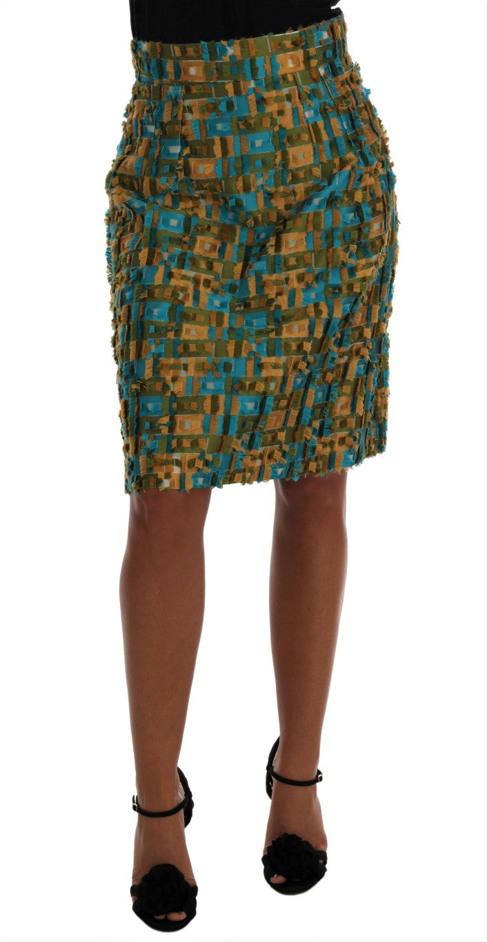 Jacquard Pencil Skirt — Green