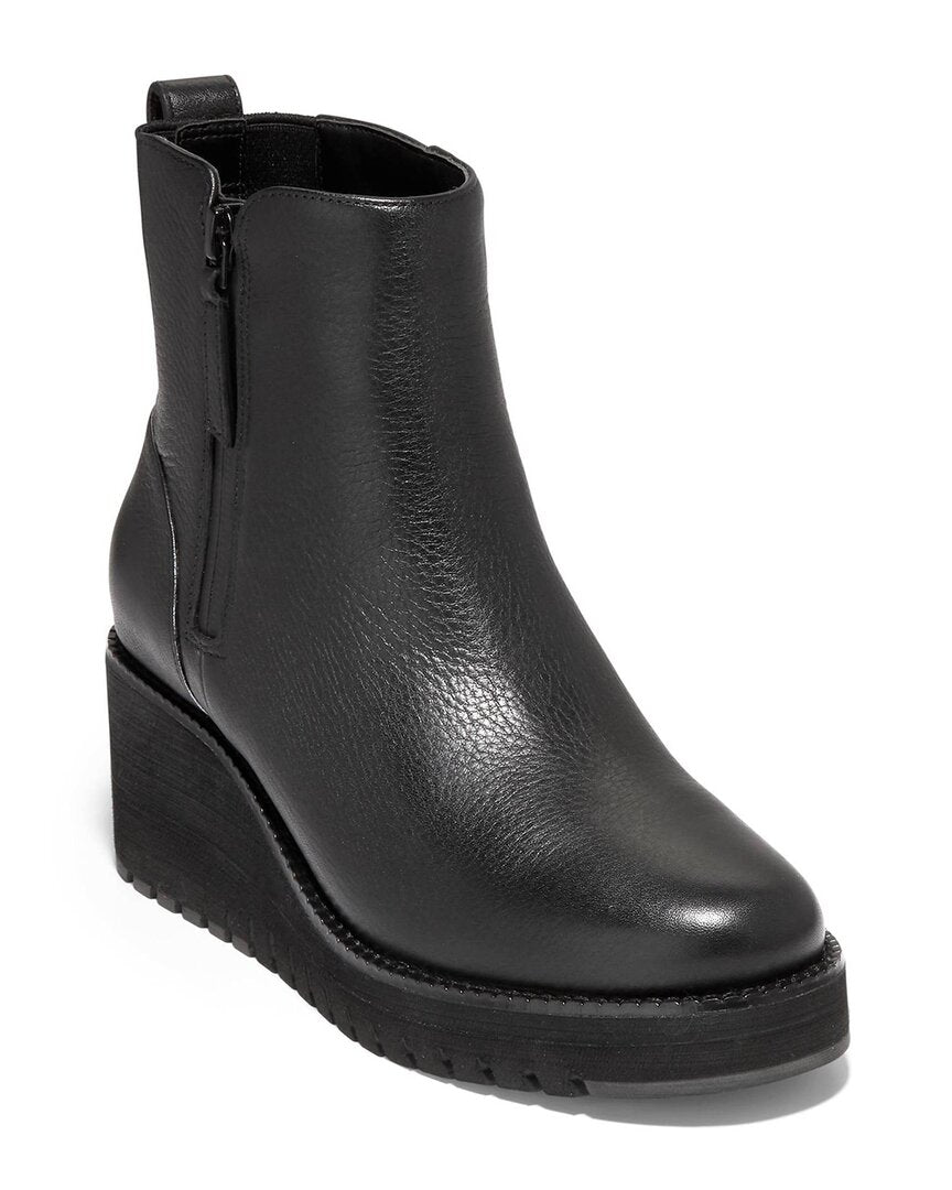 ZeroGrand Waterproof City Leather Wedge Bootie