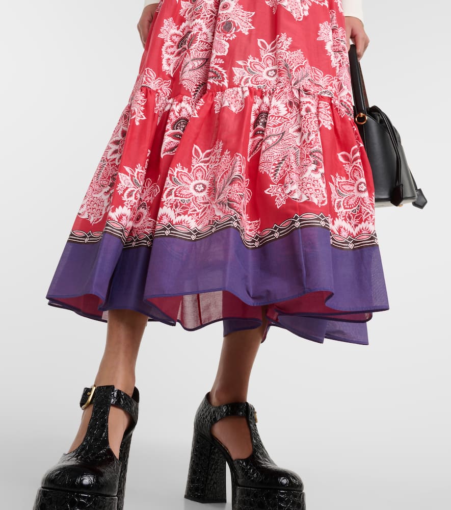 High-rise cotton and silk maxi skirt