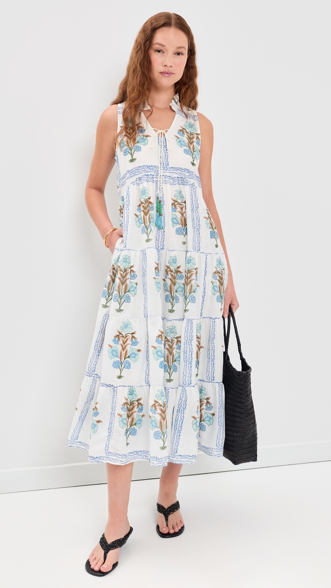 Sofia Cotton Midi Dress Blue Floral