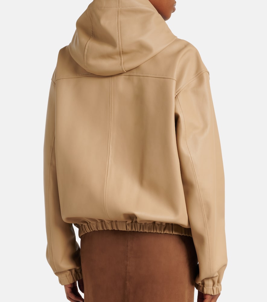 Leo leather zip-up hoodie