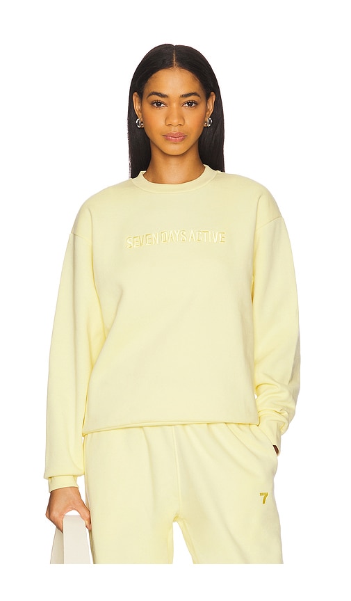 7 Days Active Organic Fitted Crewneck Sweatshirt in Lemon. -  XS also in L, M