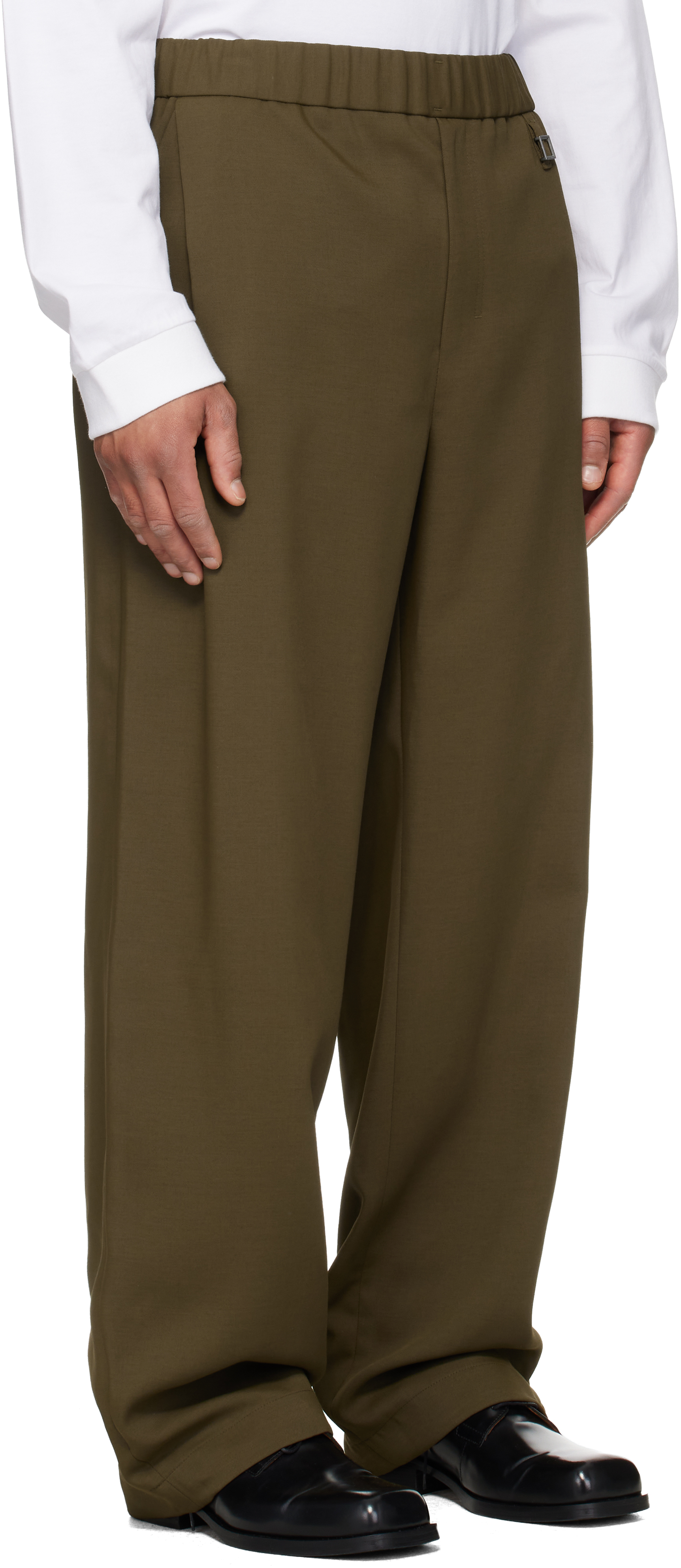Khaki Twill Elasticized Waist Trousers