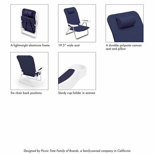 Officially Licensed NCAA Auburn Tigers Monaco Reclining Beach Chair